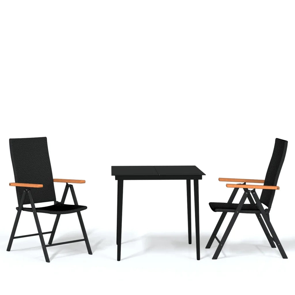 Set Mobili da Pranzo per Giardino 3 pz Nero cod mxl 41014