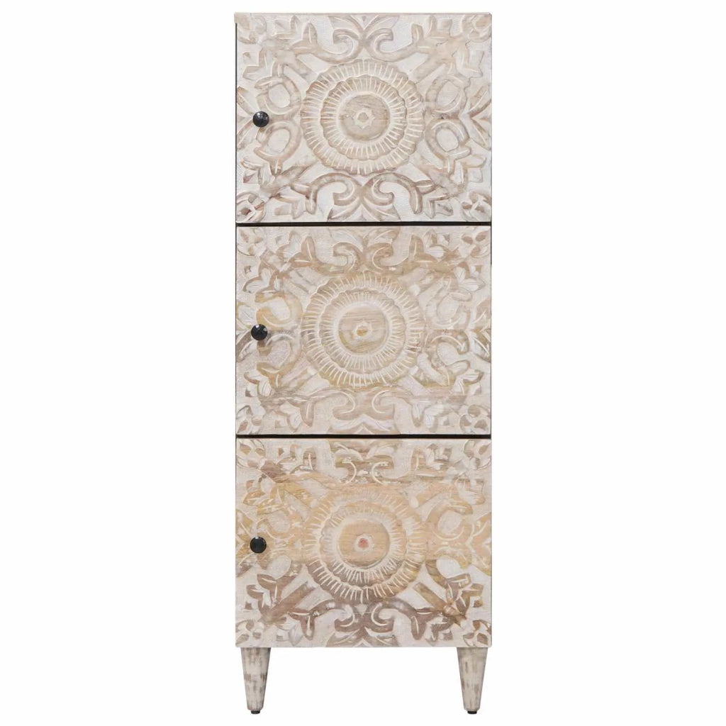 Mobile Alto Bianco 40 x 33,5 x 110 cm Legno di mango massello