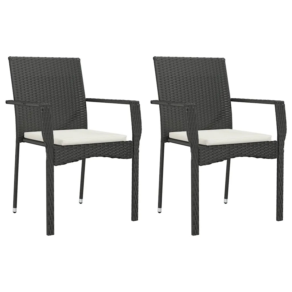 Set da Pranzo da Giardino 7 pz Nero con Cuscini in Polyrattan 3213502