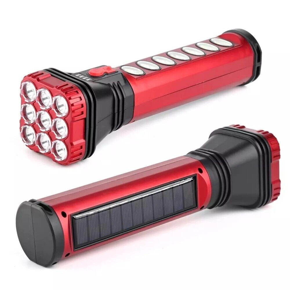 LAMPADA TORCIA PORTATILE LED RICARICABILE CON PANNELLO SOLARE 18W HB-707-1