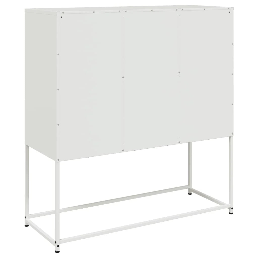 Buffet credenza cassettiera armadio mobile contenitore organizer per cucina soggiorno salotto 100,5 x 39 x 107 cm acciaio bianco 02_0030143