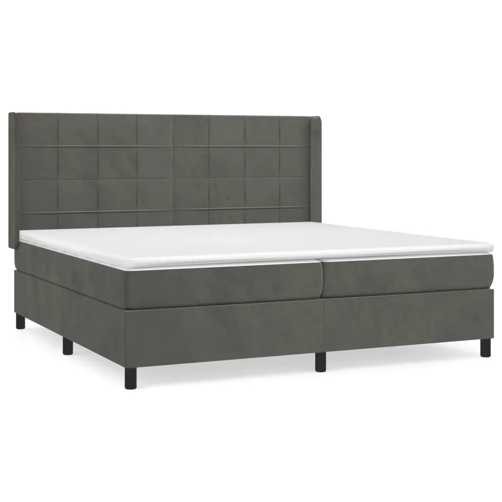 Giroletto a Molle con Materasso Grigio Scuro 200x200 cm Velluto cod mxl 59030