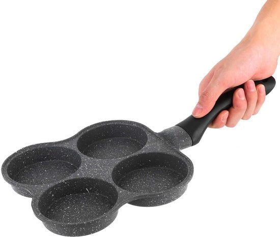 Pannetto per Omelette 4 Gaite - Manico Rimosibile - Superficie Antitrasferimento - Adatto per Cottura Elettrica e Induzione - Ideale per la Colazione
