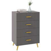 Cassettiera 4 Cassetti Moderna in Legno e Alluminio ¨C Zephmum ¨C 60x40x90 cm, Oro e Grigio Scuro