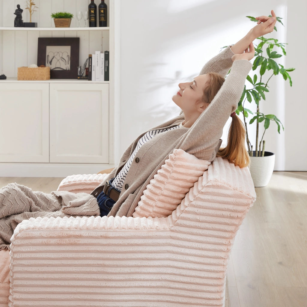 Chaise longue convertibile con funzione letto salvaspazio in velluto a coste rosa