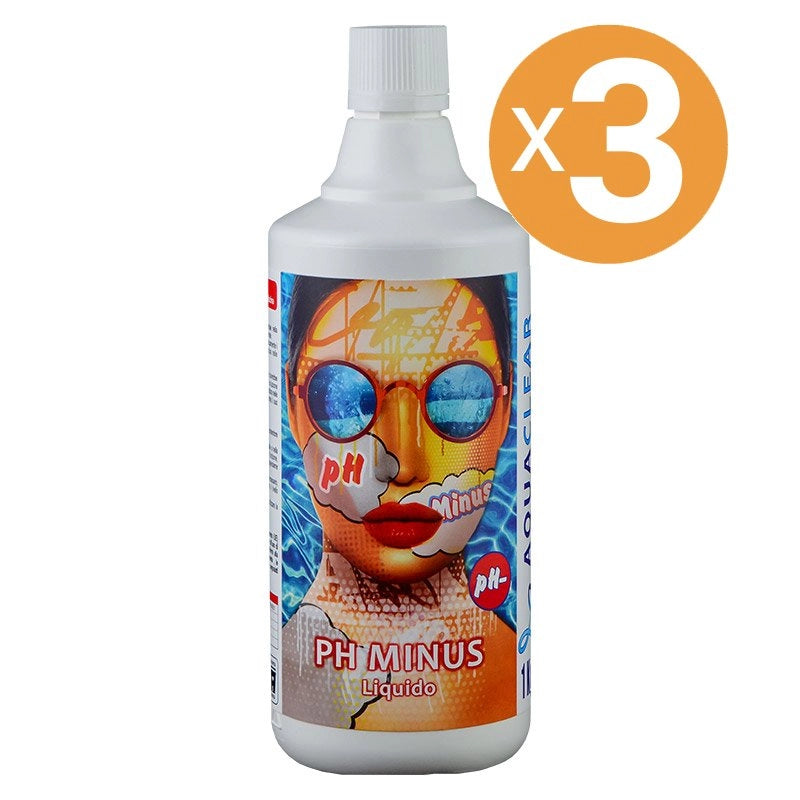 Riduttore Ph Minus Liquido Piscina, 3 Confezioni Da 1 Kg