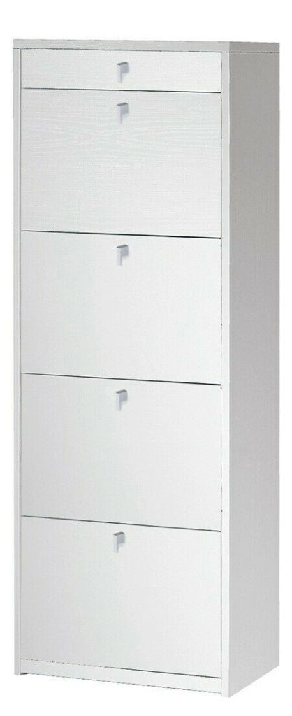 Scarpiera mobile porta scarpe 4 ante a ribalta H164 L63 P29 Cm colore Bianco Fiammato Sk568k Sarmog