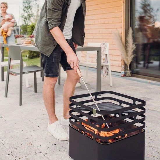 Pulitore da camino con diffusore di fiamma - piede in acciaio inossidabile - accensione del fuoco sicura - Accessori per camini e stufe a legna - acciaio inossidabile