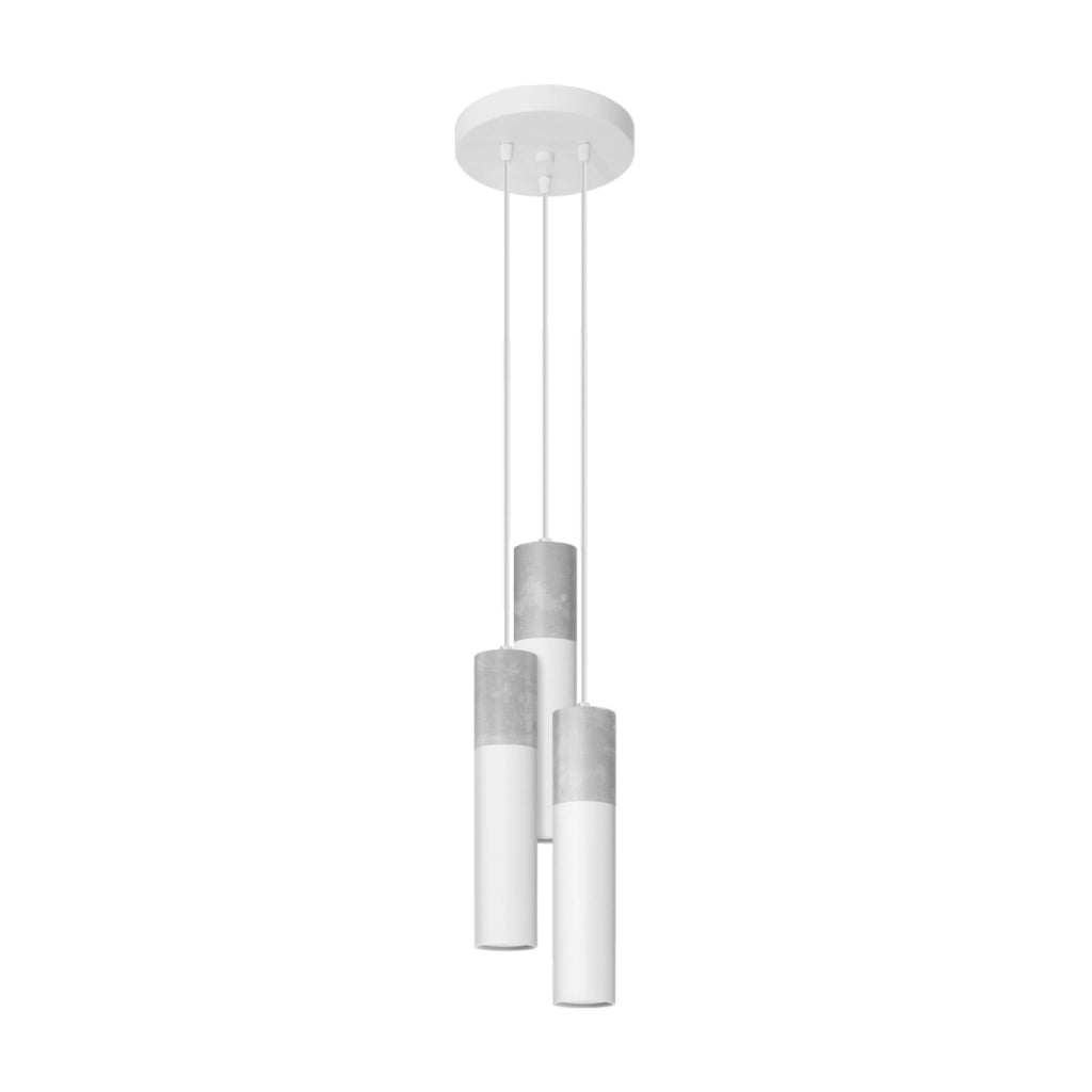 Lampada sospesa rotonda bianco-grigia Valero 3xGU10