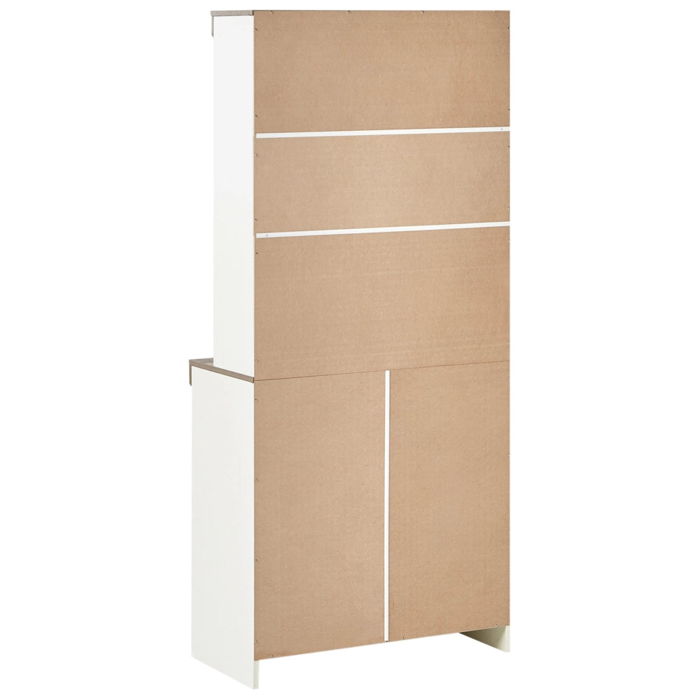 Credenza in truciolato bianco MDF con ripiani e frontale in vetro Sala da pranzo Cucina