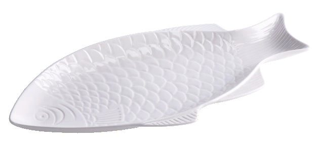 1 Pezzo Vassoio da Cucina in Ceramica Forma Pesce 47 x 22 x 3,5 cm