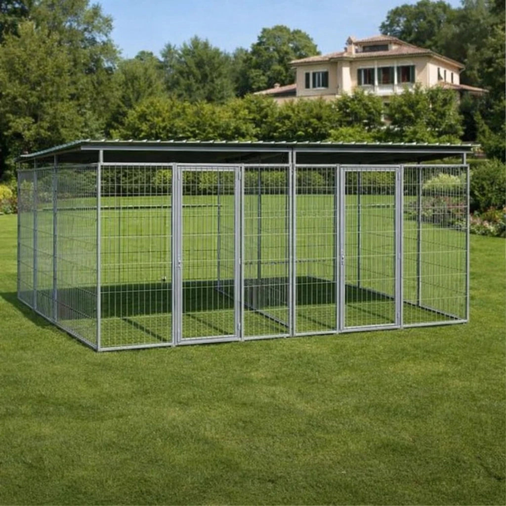 2 box uniti per cani da esterno copertura zincato a caldo ciascuno da 300x300xh180 cm