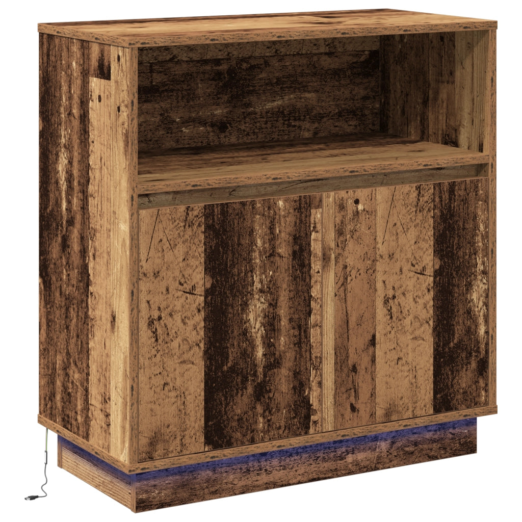 Credenza con LED Legno Antico 71x34,5x75 cm MDF