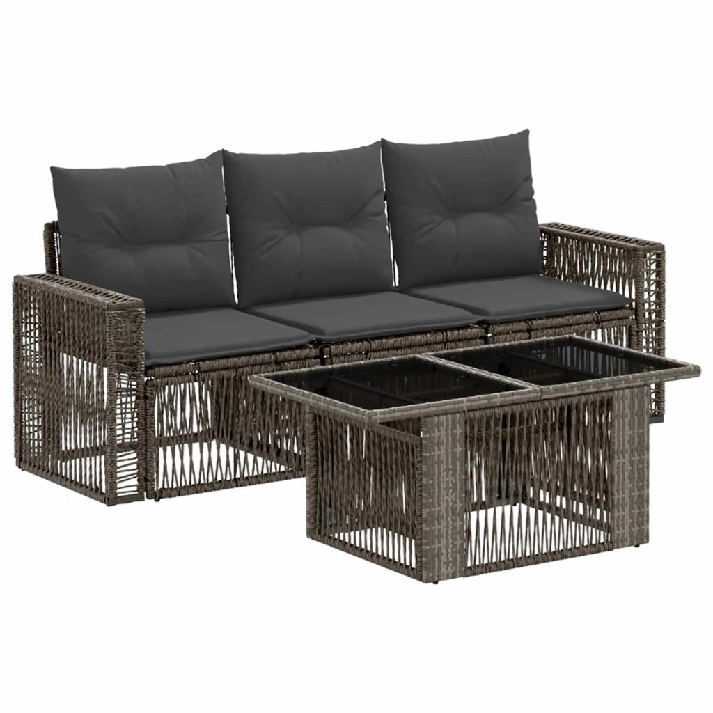 Set Divano da Giardino 4 pz Grigio e Grigio Scuro polyrattan 3436739