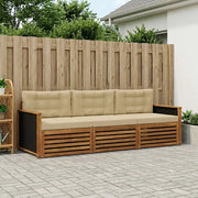 Set di divani da esterno 3 pcs Naturale e Beige Poliestere