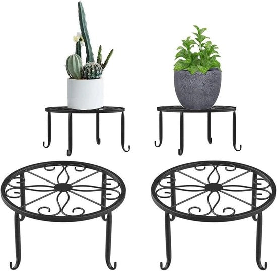 Standar per piante fiorite - Design retro a spirale - Base di vaso di metallo - Interno ed esterno - Nero - Set da 2 pezzi
