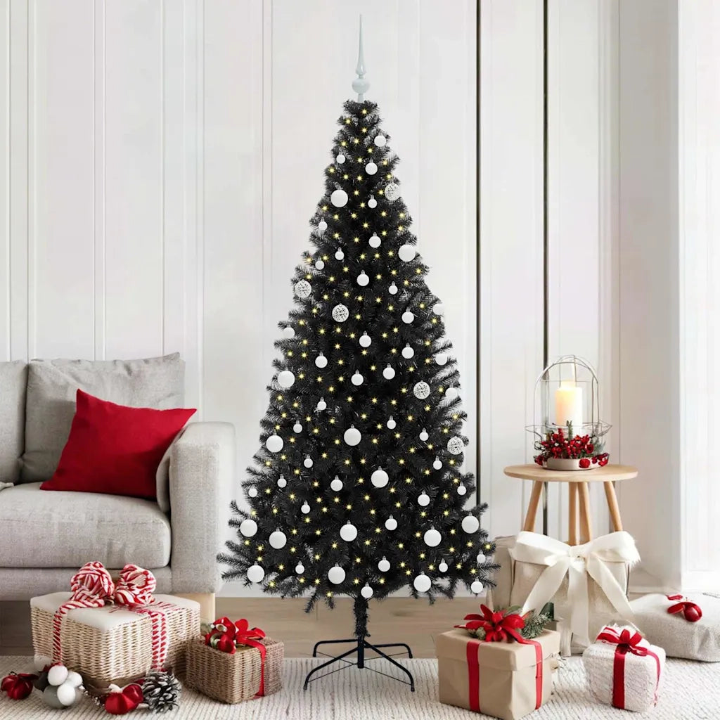 Albero di Natale | Decorazioni natalizie con 300 LED con supporto Nero 180 cm PVC