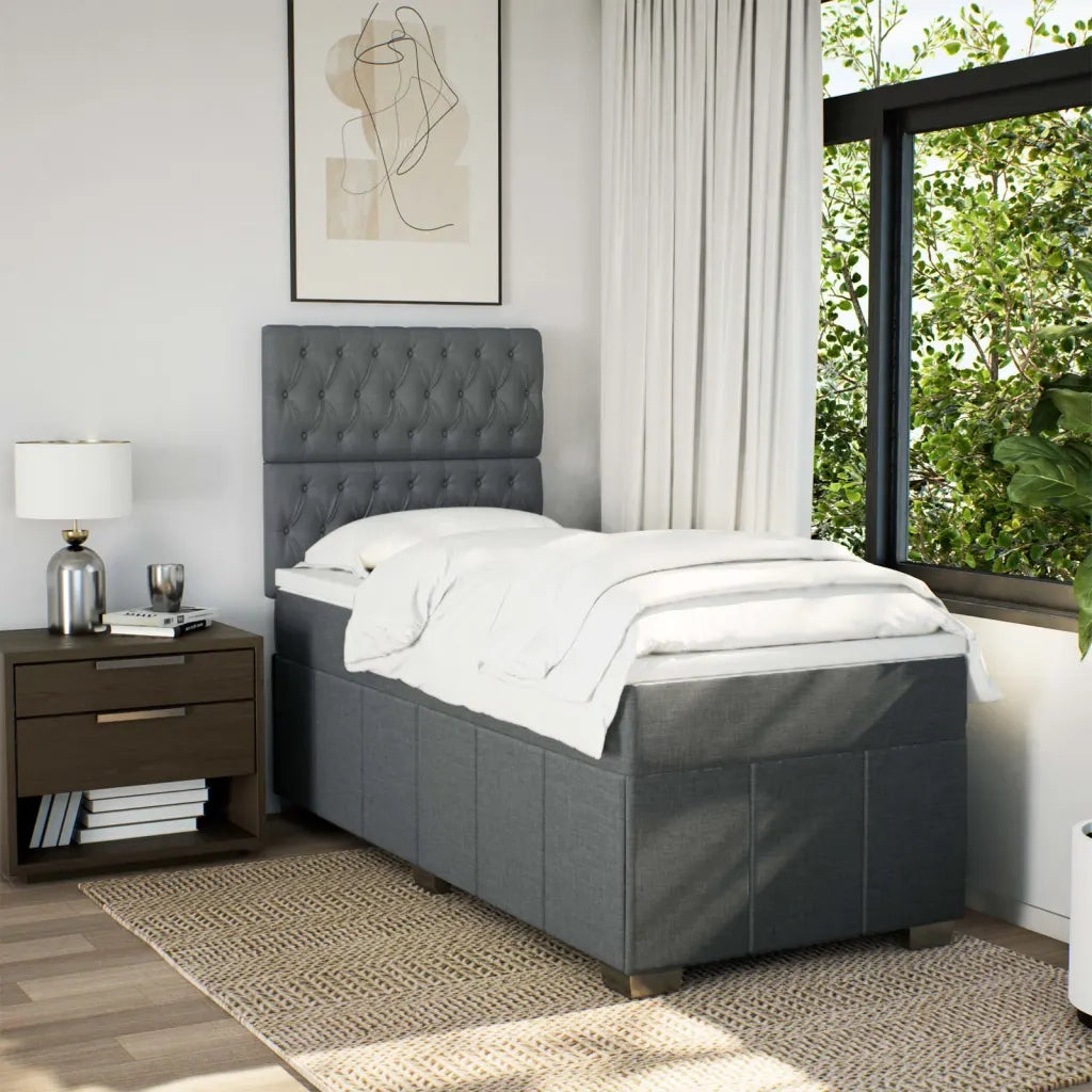 Giroletto a Molle con Materasso Grigio Scuro 90x200 cm Tessuto 3293859