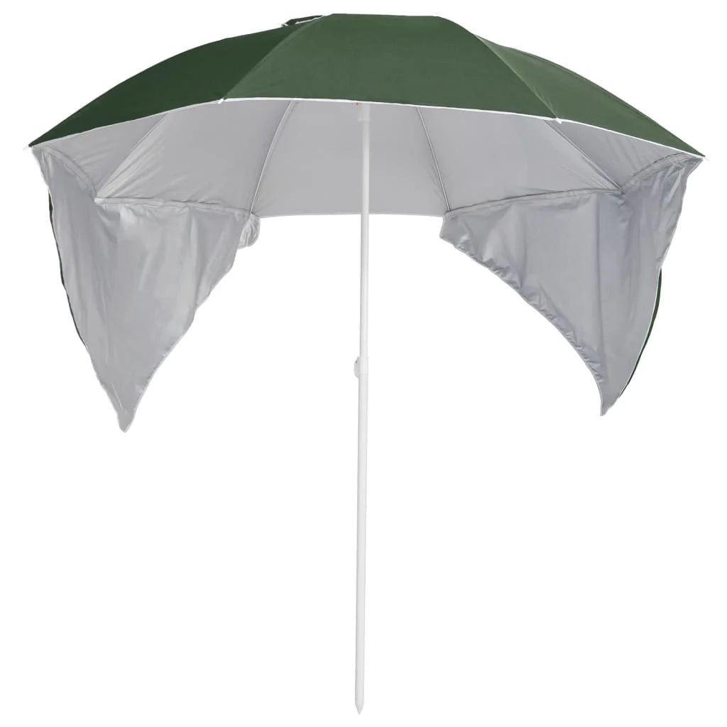 Ombrellone da spiaggia con pannelli laterali 215 cm verde 02_0008381