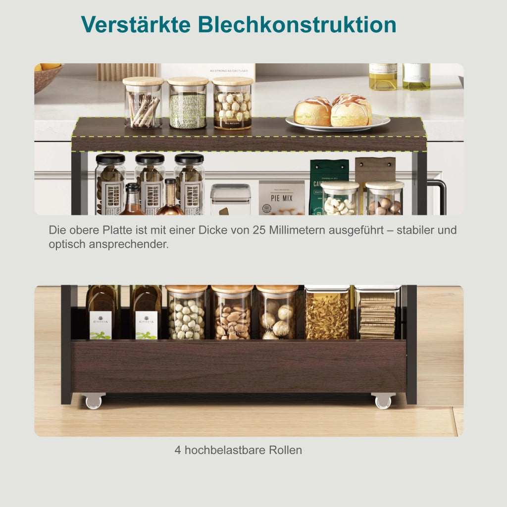 Carrello contenitore con 4 ripiani regolabili; 4 ruote; per cucina e bagno; 55 × 20 × 85 cm