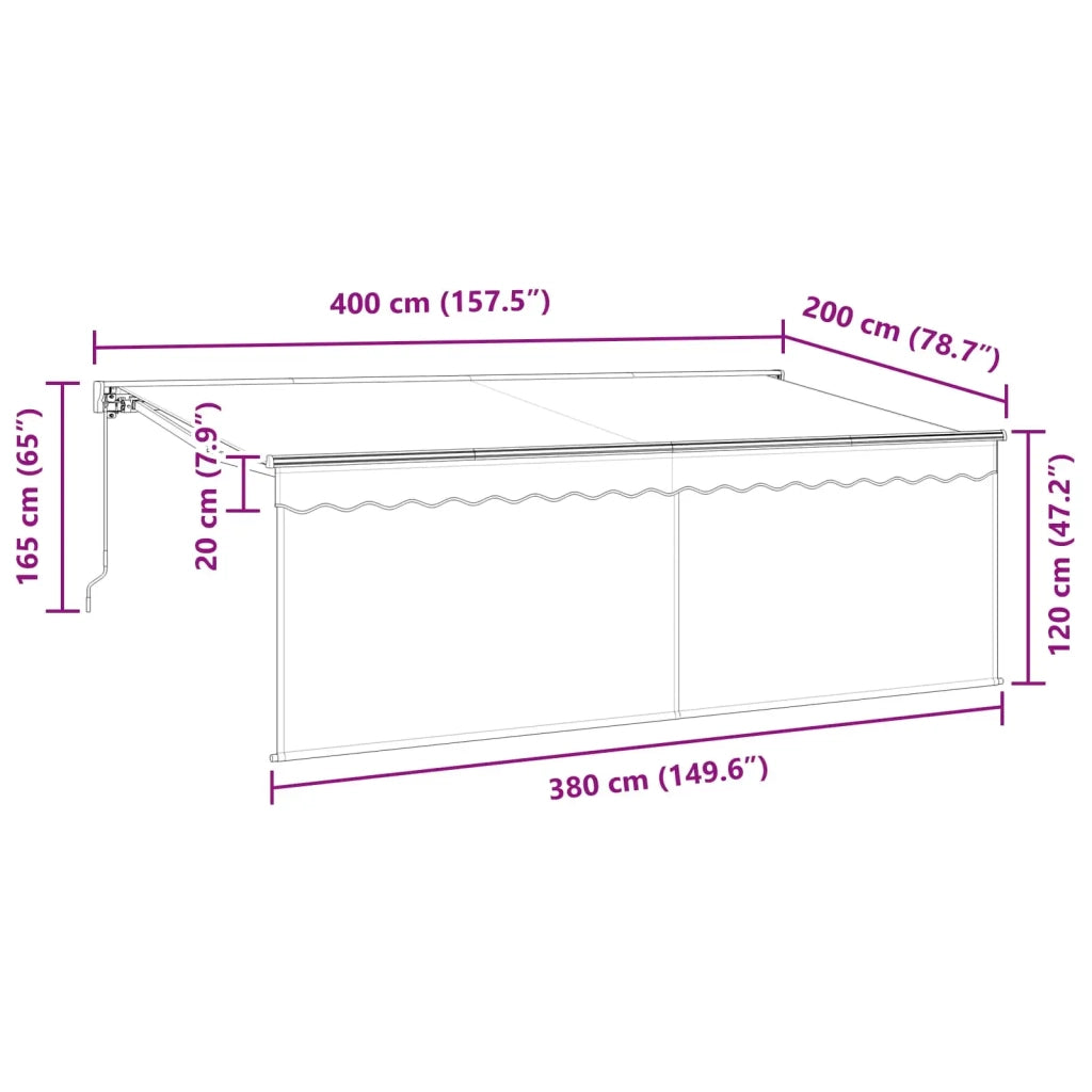 Tenda Retrattile Antracite 400 x 200 cm Poliestere e Alluminio 3329799