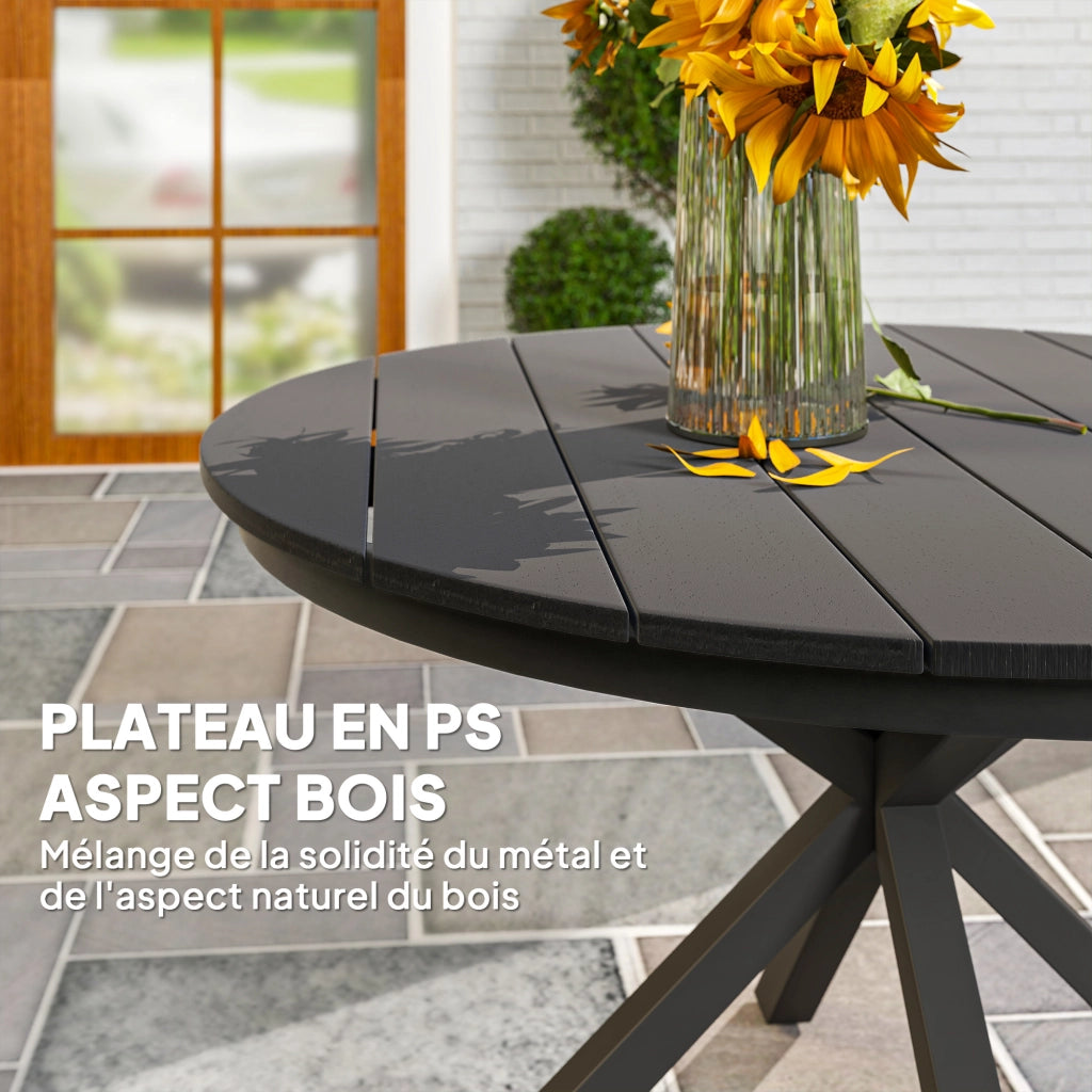 Tavolo da pranzo da giardino rotondo ¨C zephmum ¨C alluminio nero ?118 cm