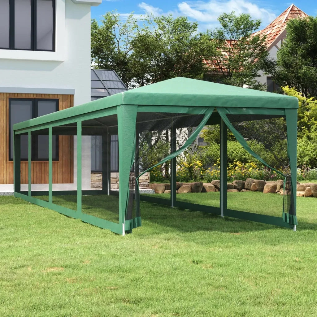 Tenda per Feste con 10 Pareti Laterali in Rete-Tenda da campeggio Verde 3x12m HDPE