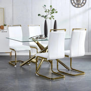 Set di 4 Sedie da Cucina - Materiale Metallo - Rivestimento in Pelle di Finto - Colori Bianco e Giallo - Stile Moderno - Dimensioni 54x42 Cm - Impermeabile - Resina PU - Acqua Resistente