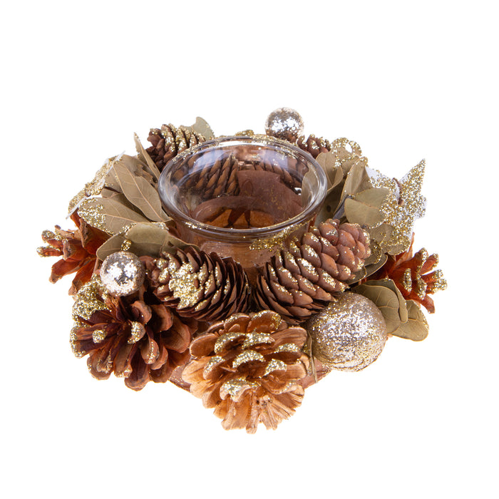 Set 4 con Tavola Natale con Stelle e Pigne Ø15 cm