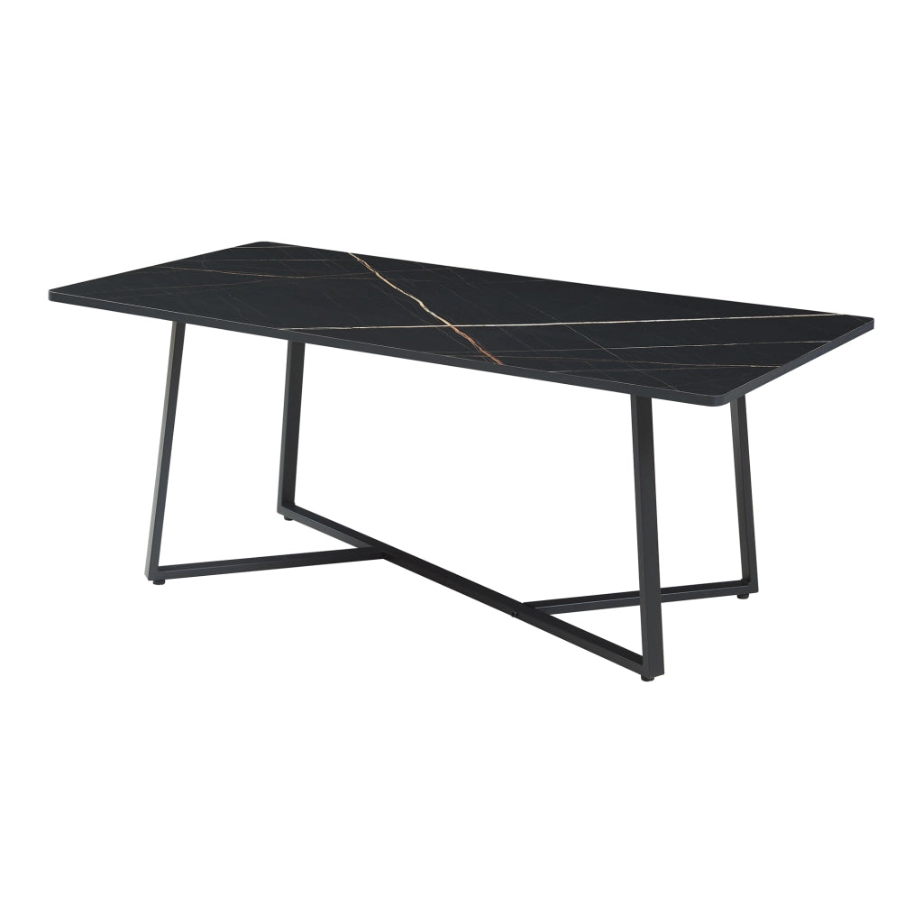 Tavolino Centrale da Salotto Riskiften 120 x 60 x 48 cm - Effetto Marmo / Nero [en.casa]