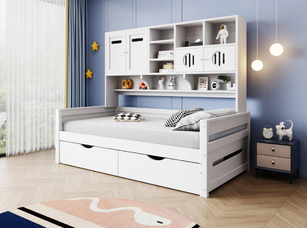 Letto multifunzione 90x200 cm con contenitore e cassetti