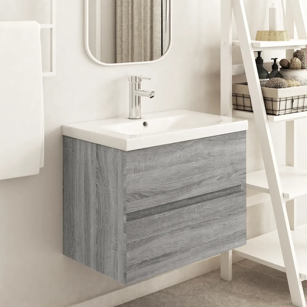 Mobile Lavabo-Armadietto da bagno Grigio Sonoma 60x38,5x45 cm in Legno Multistrato