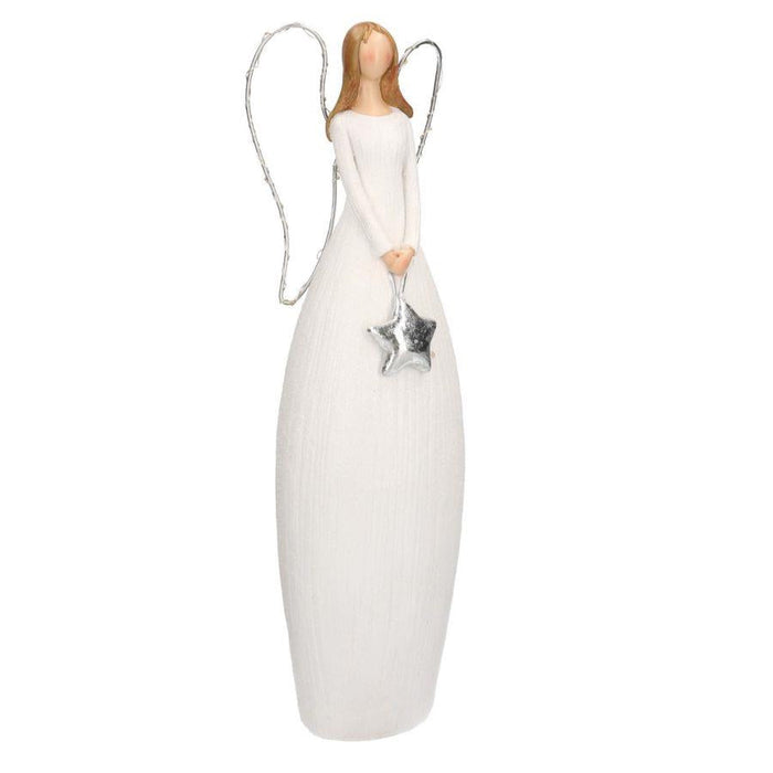 Angelo resina bianco con led cm 10x7xh30