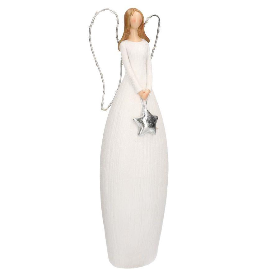 Angelo resina bianco con led cm 10x7xh30