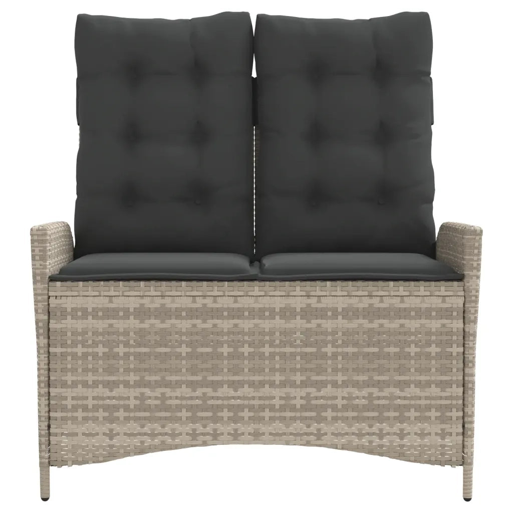 Panca Reclinabile Giardino con Cuscini-Sgabello-Sedia da esterno Grigio Chiaro Polyrattan 354992
