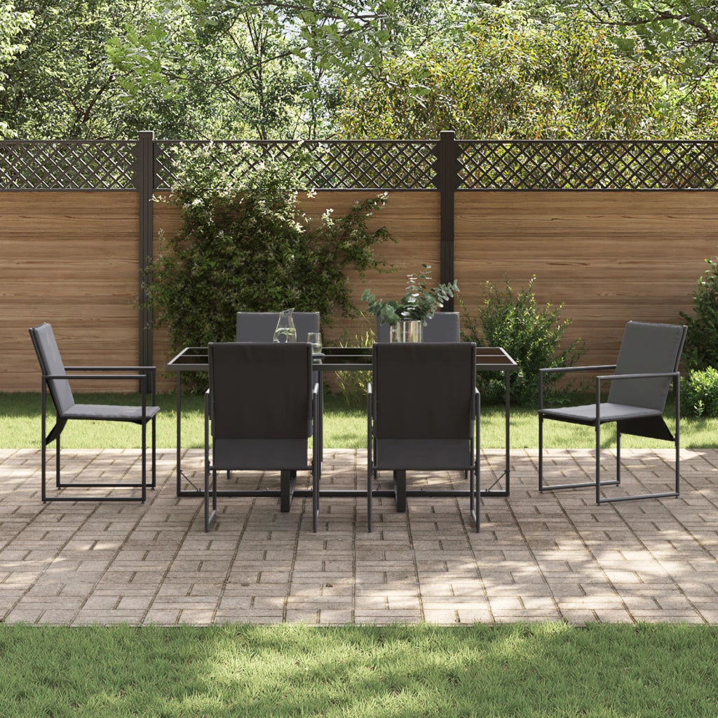 Set da Pranzo da Giardino in 9 Pezzi con Cuscini in Acciaio e Testilene