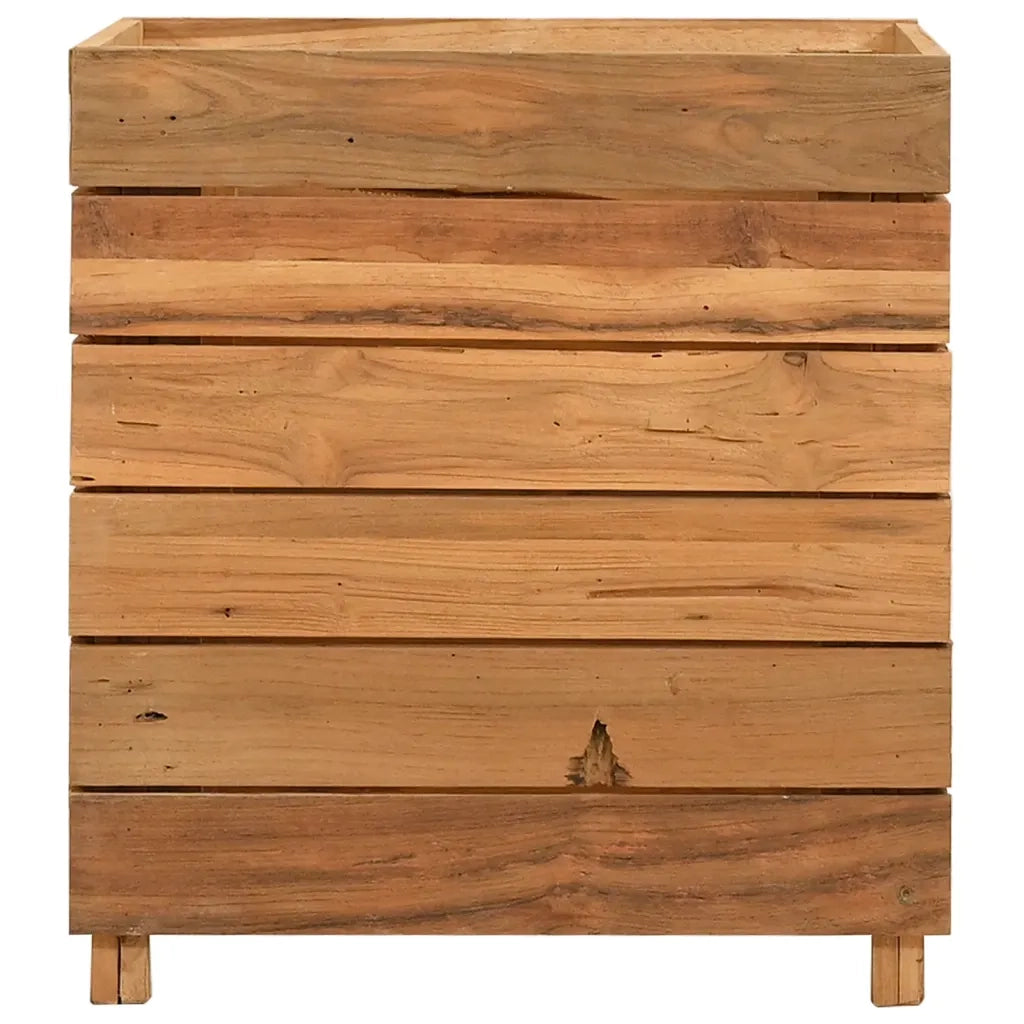 Fioriere | Cassetta per fiori | Letto Rialzato 50x40x55 cm Legno di Teak di Recupero e Acciaio