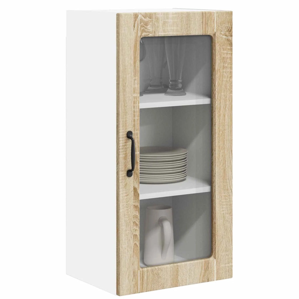 Pensile da cucina | Mobile in vetro da parete LUCCA 2 pz Rovere Sonoma