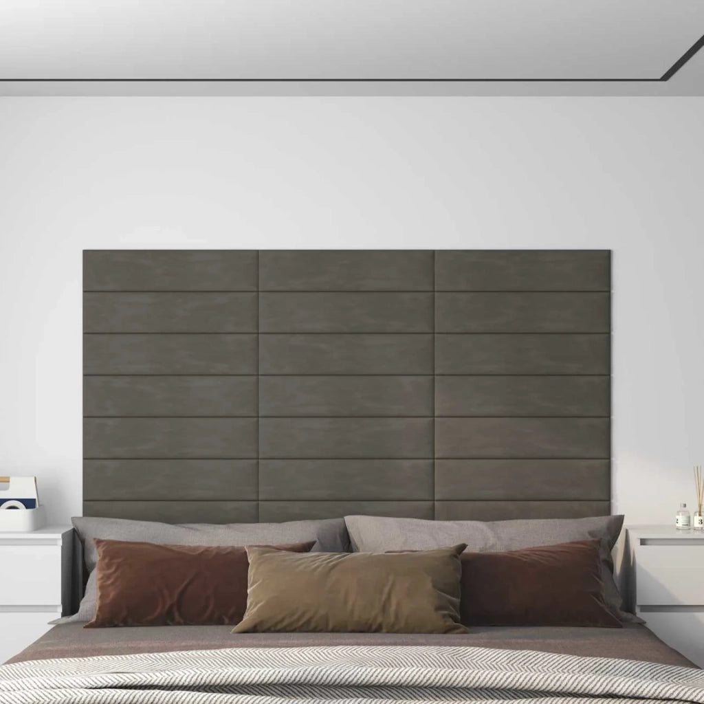 Testiera da Parete 12 pcs Grigio Scuro Velluto