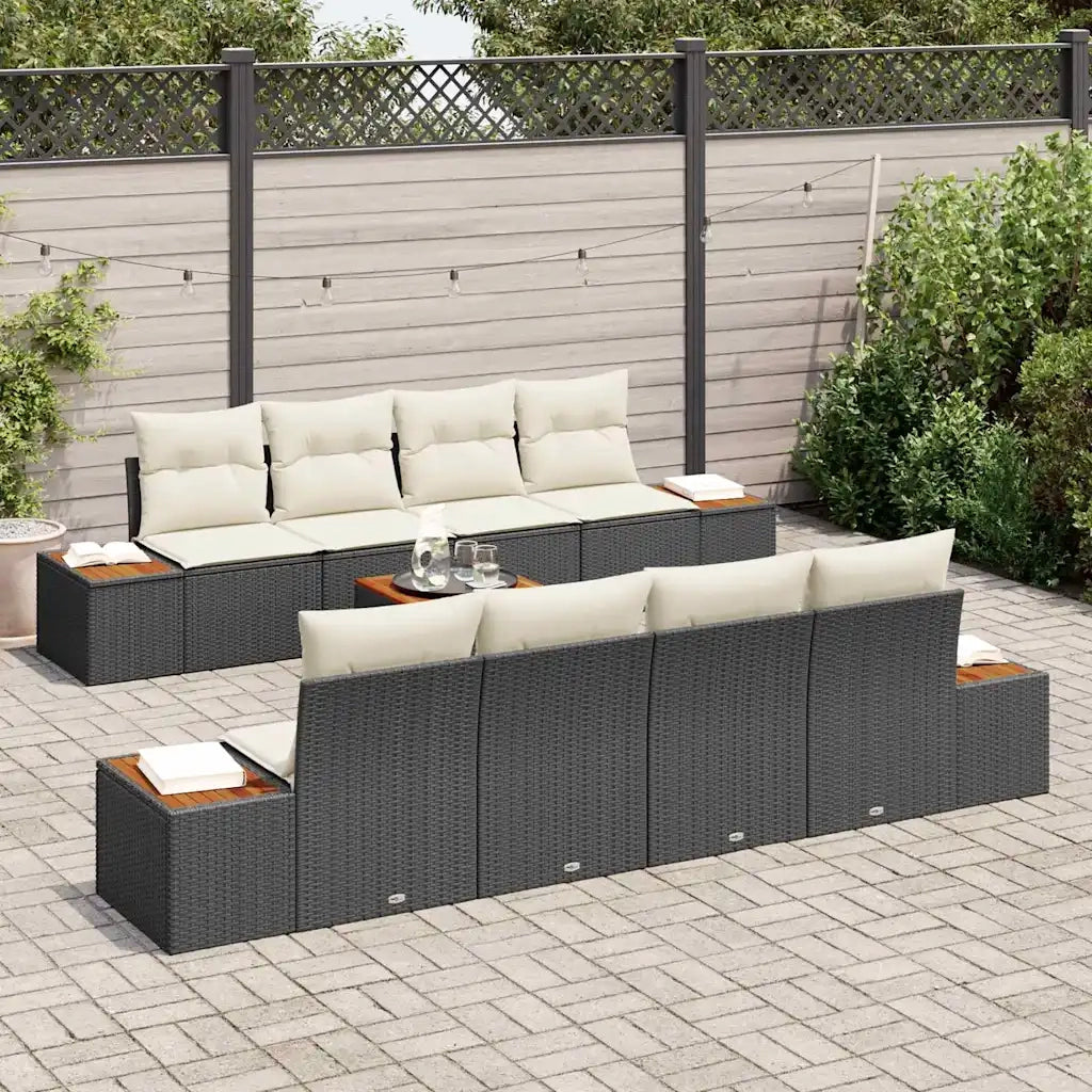 Set Divano da Giardino con archiviazione 9 pcs Nero Poly Rattan 3356717