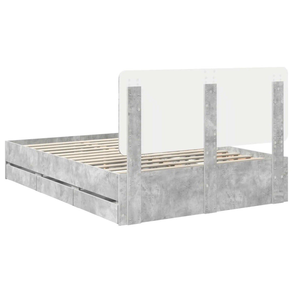 Struttura del letto con cassetto Grigio cemento 160 x 200 cm 3412577
