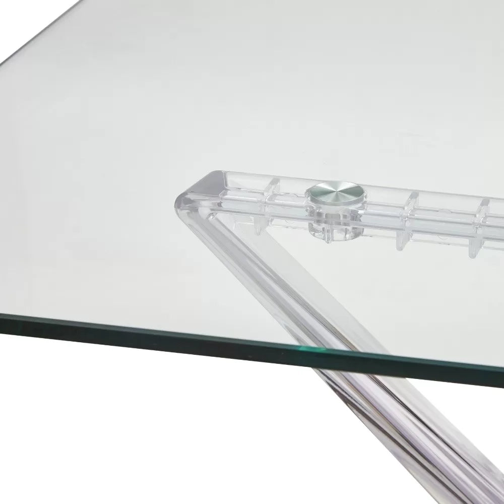 Tavolo rettangolare polipropilene trasparente e vetro trasparente 120x80x76 (745) - Mobili 2G