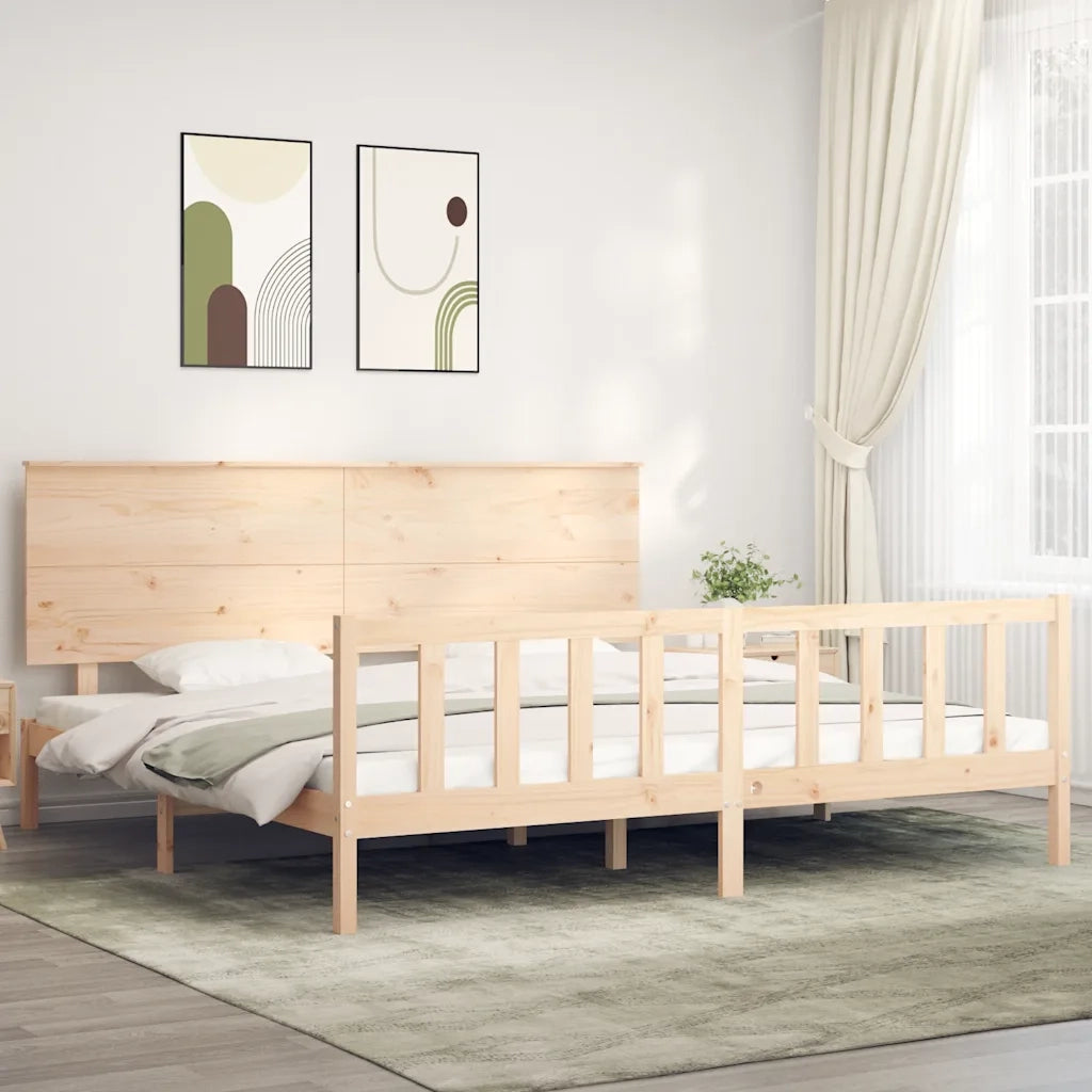 Giroletto senza Materasso-Struttura Letto 200x200 cm in Legno Massello di Pino 702231