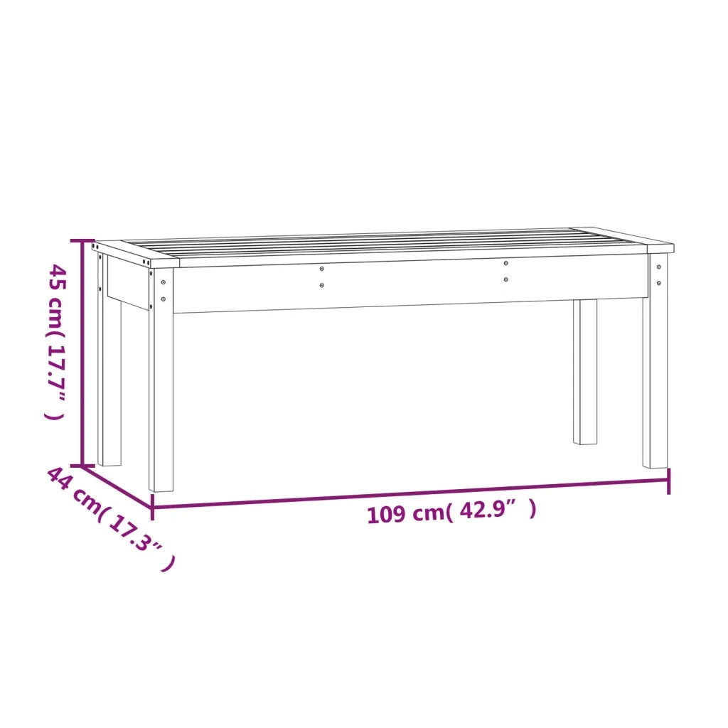 Panca da Giardino-Sgabello-Panca da esterno Nera 109x44x45 cm Legno Massello di Pino