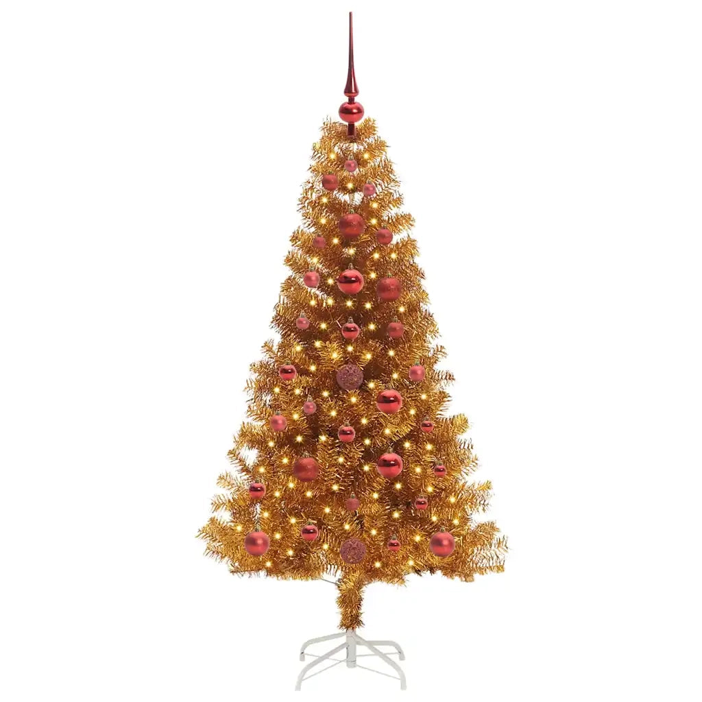 Albero di Natale con 150 LED con supporto Oro 120 cm PET 3396603
