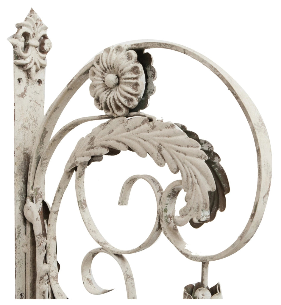 Biscottini Lampada applique a muro elettrificata in ferro battuto finitura bianca anticata L32xPR42,5xH91 cm