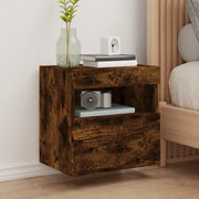 Mobile TV a Parete con Luci LED-Mobile TV a Muro Rovere Fumo 40x30x40 cm