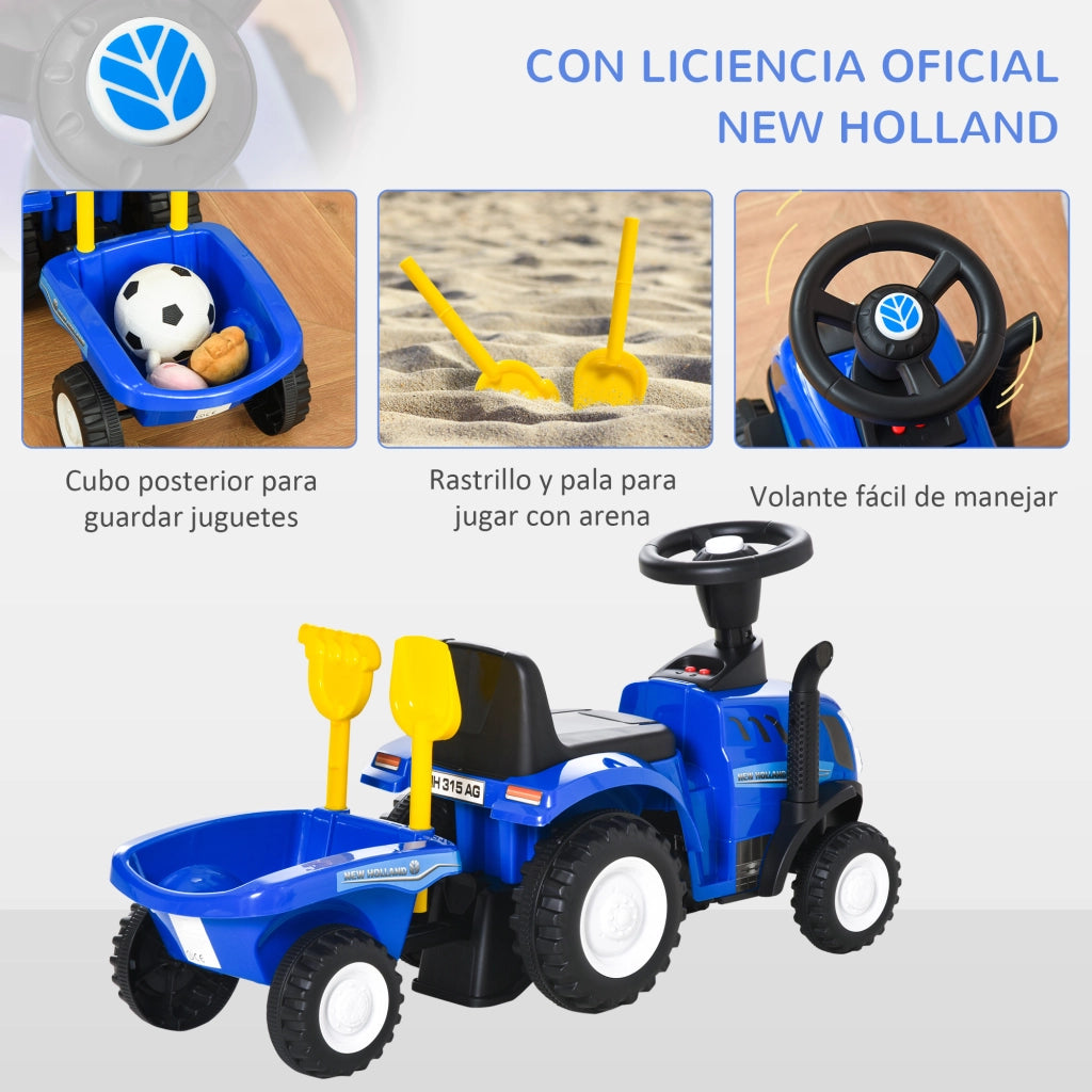 Tractorino Correpasillos per Bambini con Rimorchio ¨C Zephmum ¨C Blu 91x29x44 cm