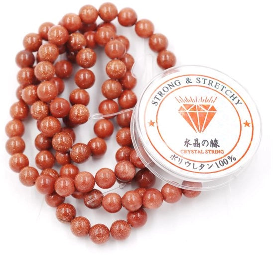 Kralen con cordone per la creazione di accessori in DIY Pietre decorative per collane 6 mm = 128 pezzi e 1 rotolo di corda Pietre energetiche per bracciali curativi 6 mm