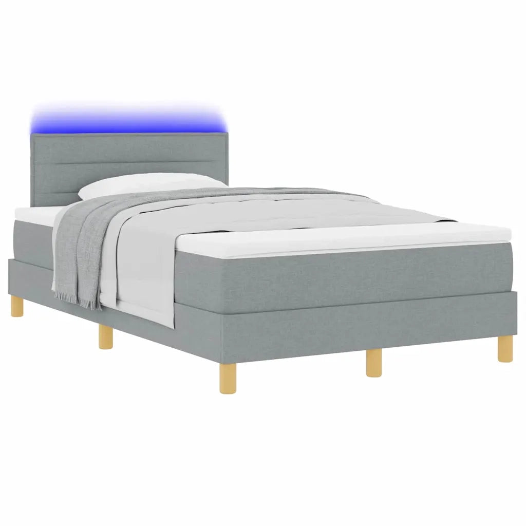 Letto a Sorgente LED Grigio chiaro 120 x 200 cm Tessuto 3342352